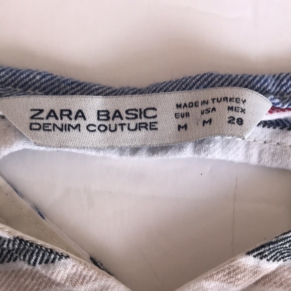 ZARA BASIC Denim Couture V Neck Red White Blue Patriotic July 4 Striped Tank Med - Picture 11 of 12